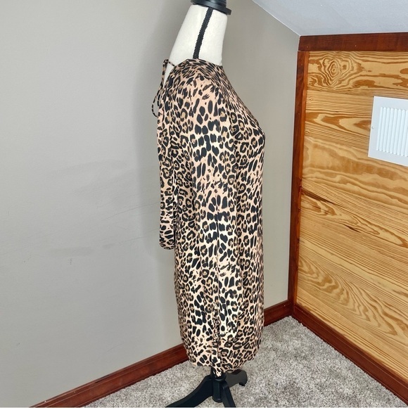 Dress The Population Dahlia Leopard Print Long Sleeve Shift Dress XS NWT - Picture 5 of 16